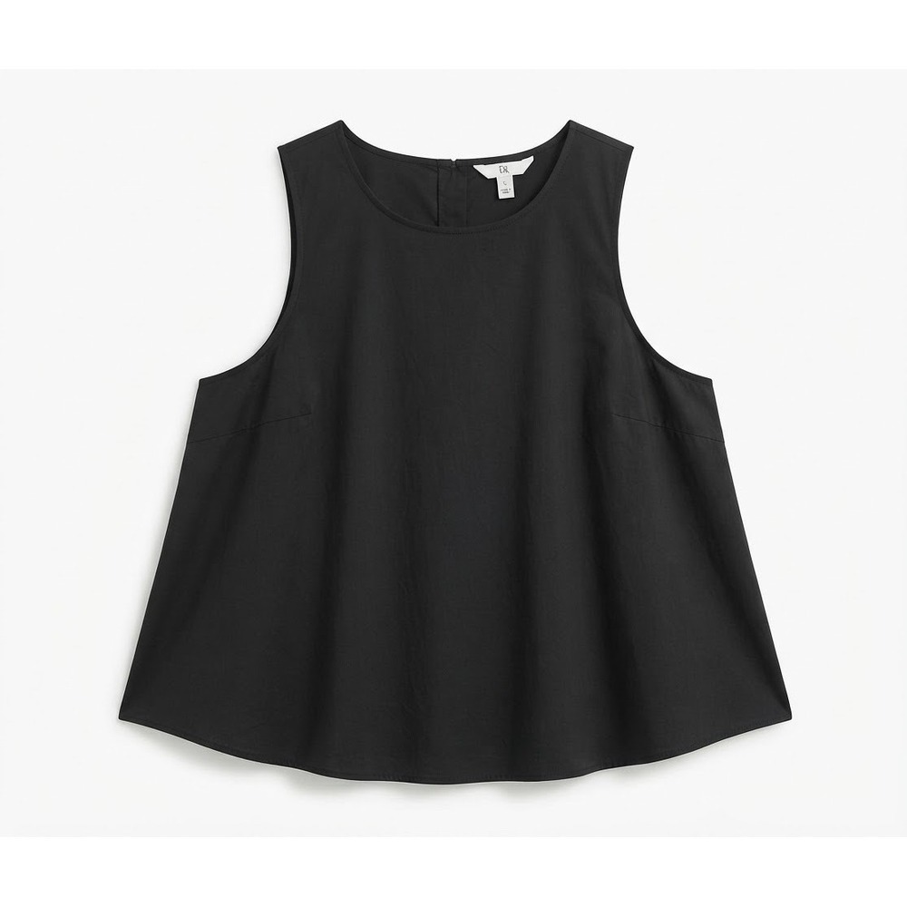 Banana Republic Sleeveless Top Women Large Black Cotton Button Back Swing Blouse